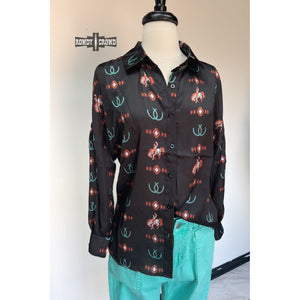 Rodeo Sweetheart Silky Button Up