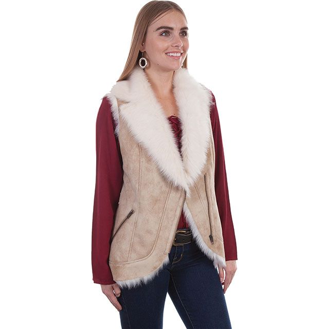 Beige Faux Fur Vest