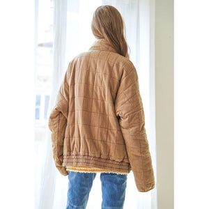 Washed Soft Comfy Quilting Zip Closure Jacket