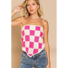 Checkerboard Pattern Tube Top Sweater