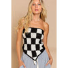 Checkerboard Pattern Tube Top Sweater