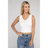 Ribbed Scoop Neck Cropped Sleeveless Top