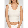 Ribbed Scoop Neck Cropped Sleeveless Top