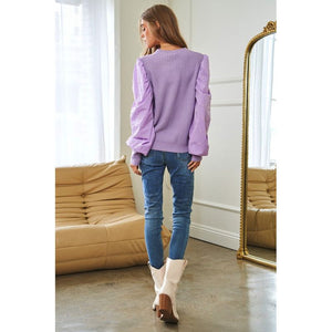 Pearl Embellishments Contrast Sleeves Sweater