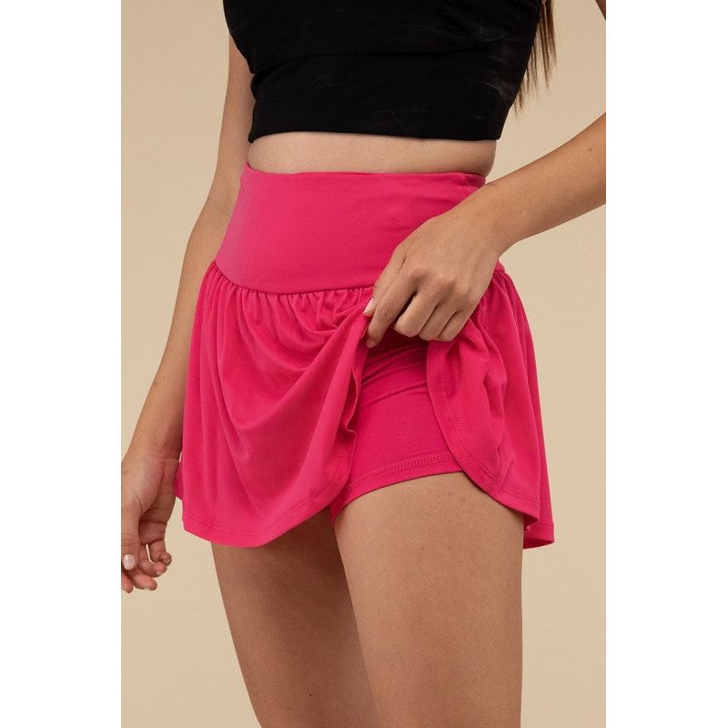 Wide Band Tennis Skirt with Zippered Back Pocket