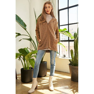 Solid Long Sleeve Zipper Front Hoodie Jacket