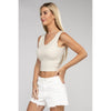 Ribbed Scoop Neck Cropped Sleeveless Top