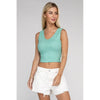 Ribbed Scoop Neck Cropped Sleeveless Top