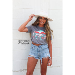 western apparel, western graphic tee, graphic western tees, wholesale clothing, western wholesale, women's western graphic tees, wholesale clothing and jewelry, western boutique clothing, western women's graphic tee, bison graphic tee, desert bison tee, buffalo graphic tee