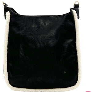 Vegan Sherpa Trimmed Messenger Bag