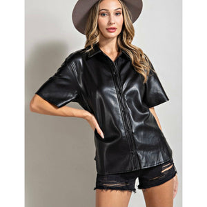 Faux Leather Short Sleeve