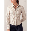 Faux Leather Ruched Shirt