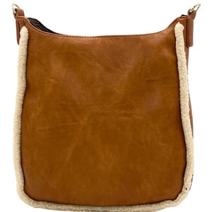 Vegan Sherpa Trimmed Messenger Bag
